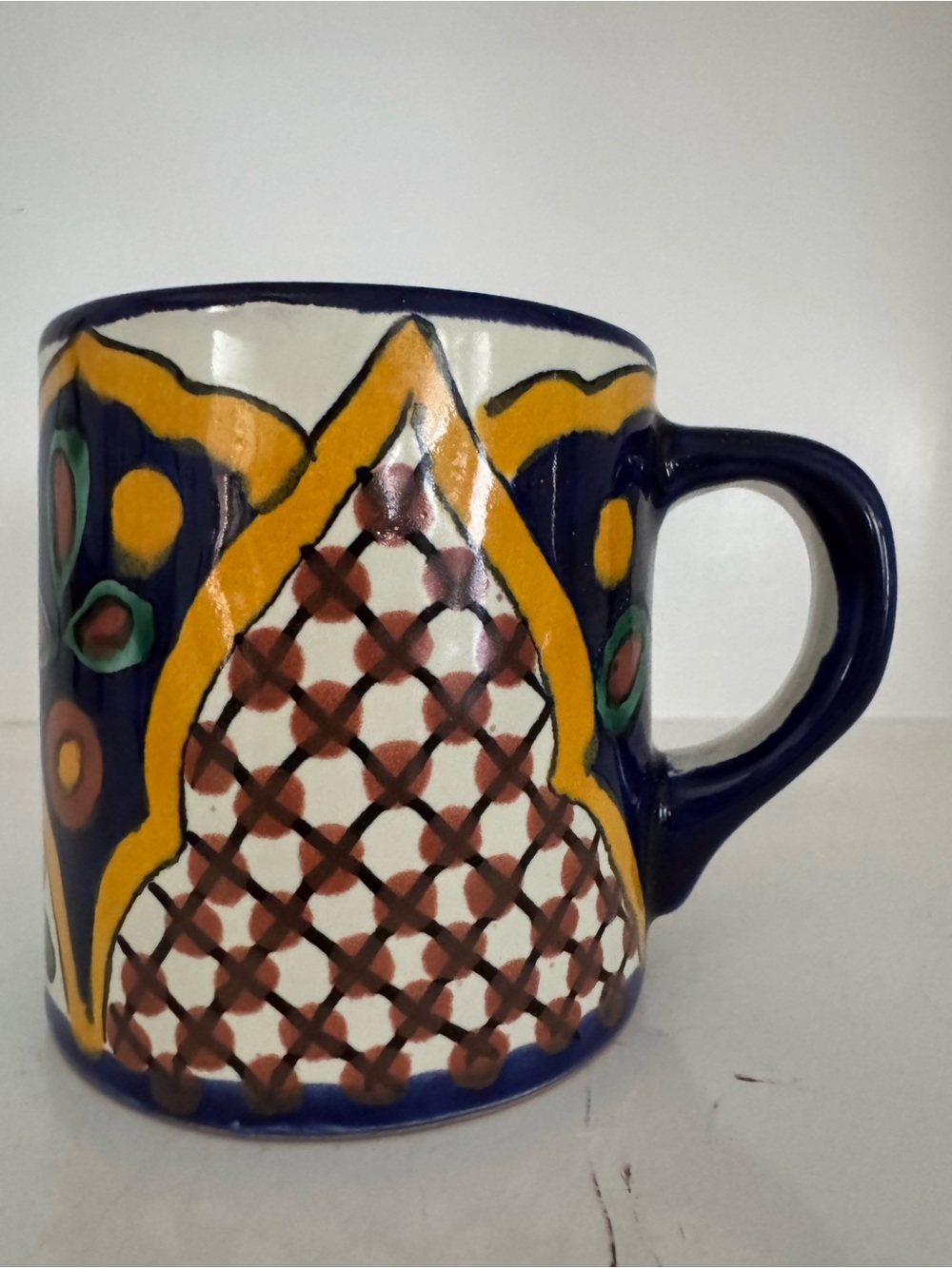 Vintage Mexican Talavera Hand-Painted Mug MB Hecho en Mexico